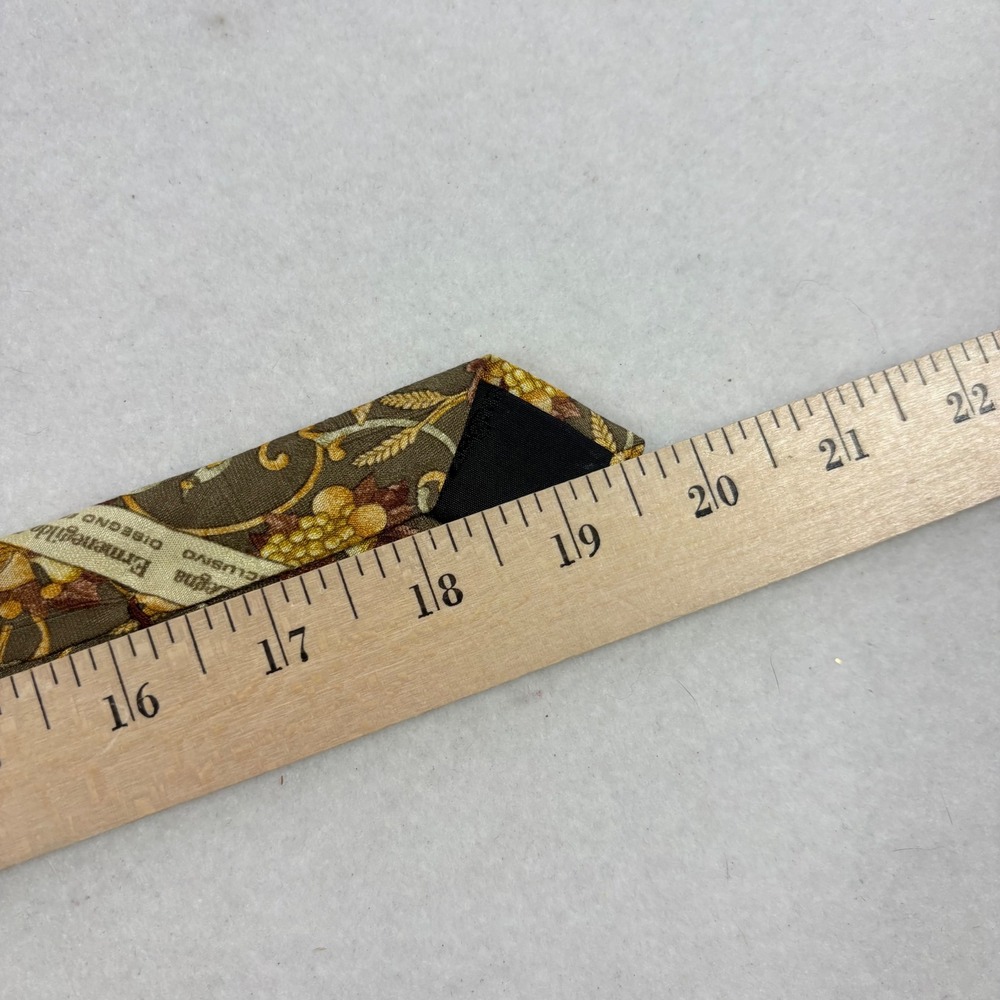 Ermenegildo Zegna Silk Mens Tie Floral Green Gold Italy Old Money 3.5"x59" FLAW - Picture 8 of 10